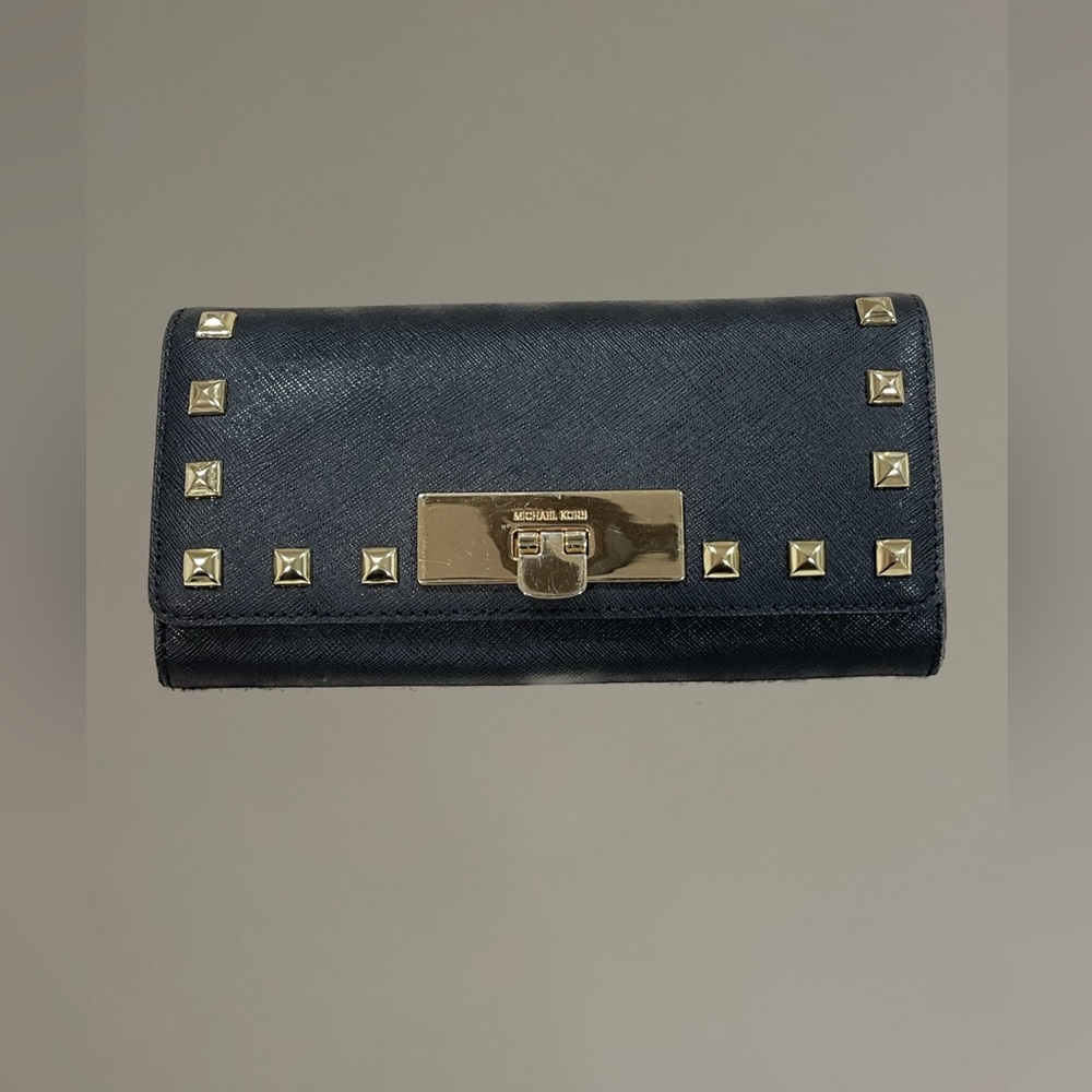 Michael Kors Black Saffiano Leather Studded Wallet